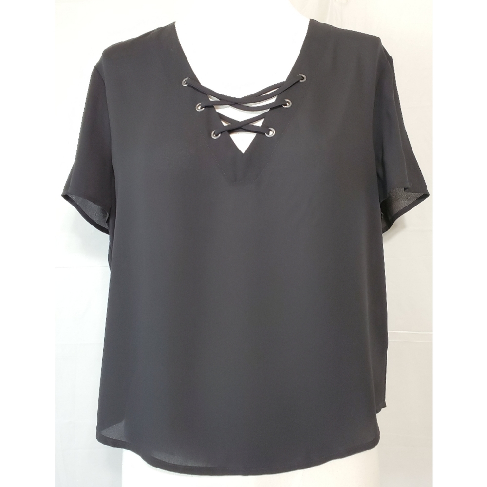 Express Black Lace Up Top